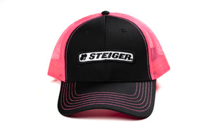Steiger Logo Hat, Black with Pink Mesh Back