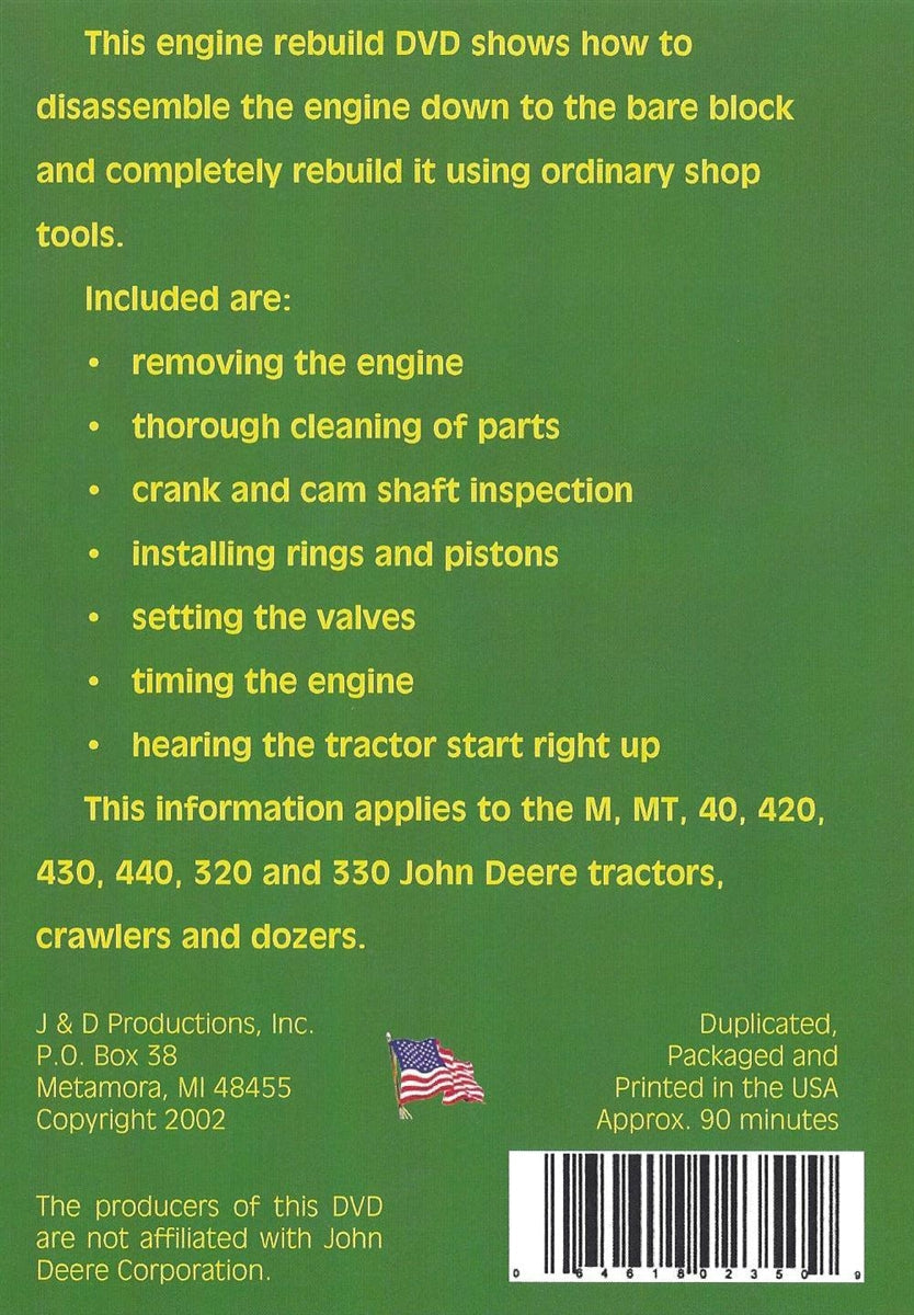 John Deere 420 Engine Rebuild Digital Download J&D Productions, Inc.