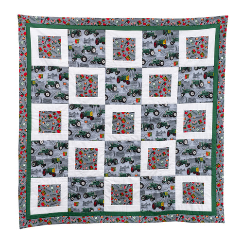 Oliver Tractor Baby Quilt, Gray