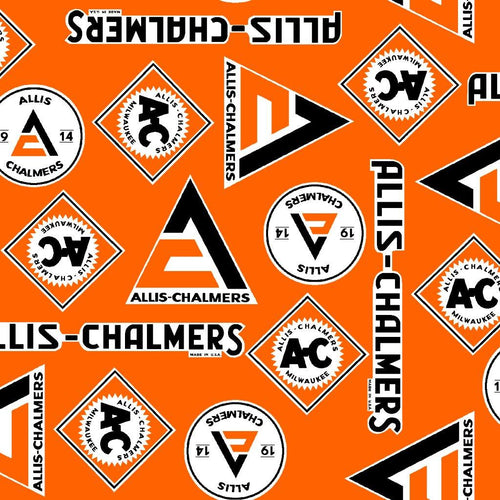 Full Bolt: Allis Chalmers Orange Logo Fabric