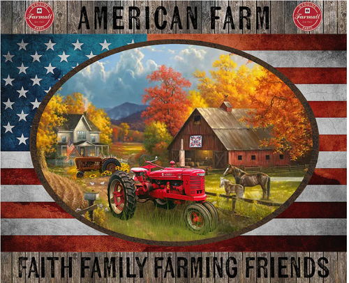 Farmall Tractor Fabric, Patriotic Panel