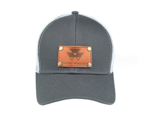 Massey Ferguson Leather Emblem Hat, Gray/White Mesh