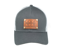Load image into Gallery viewer, Minneapolis Moline Leather Emblem Hat, Gray and White