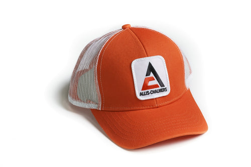 Allis Chalmers Hat, new logo, orange with white mesh