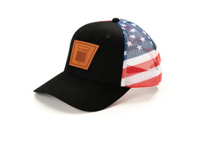 Keystone Oliver Leather Emblem Hat, Flag Mesh
