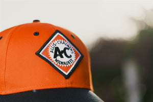 Allis Chalmers Hat, vintage logo, orange and black