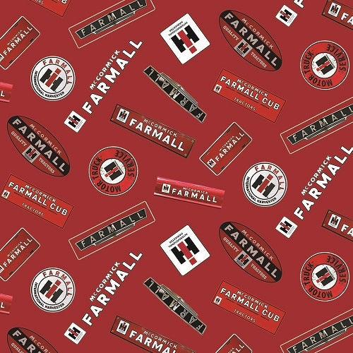 Farmall and IH Logo Fabric, red