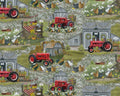 Farmall IH Tractor Fabric, Farmall History All Over Scenic Print