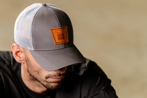 Keystone Oliver Leather Emblem Hat, Gray/White Mesh