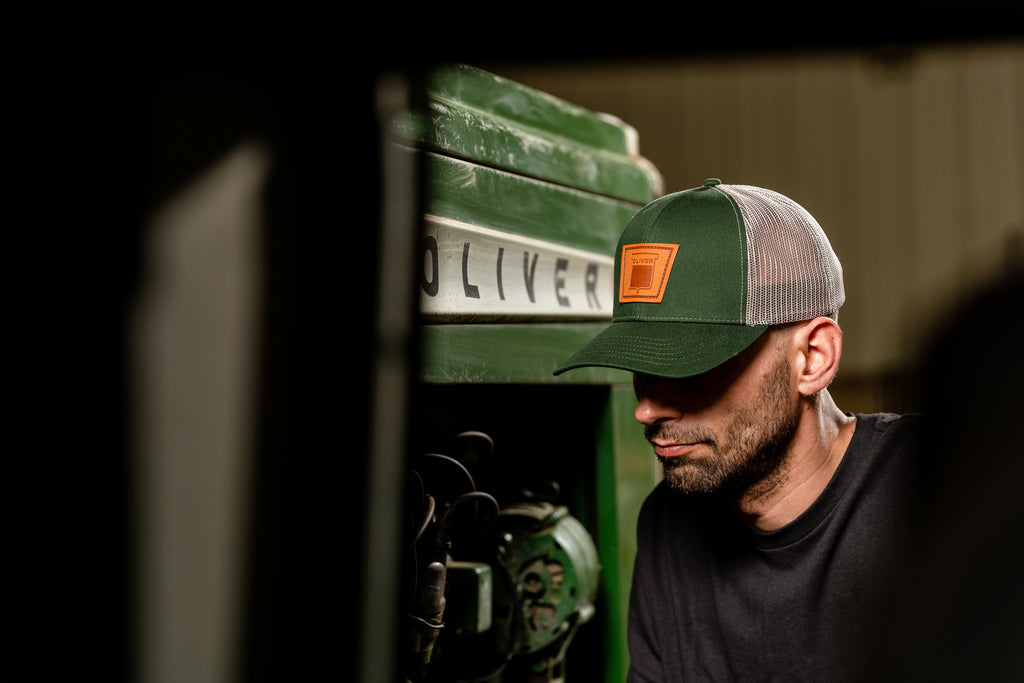 Keystone Oliver Leather Emblem Hat, Green Mesh