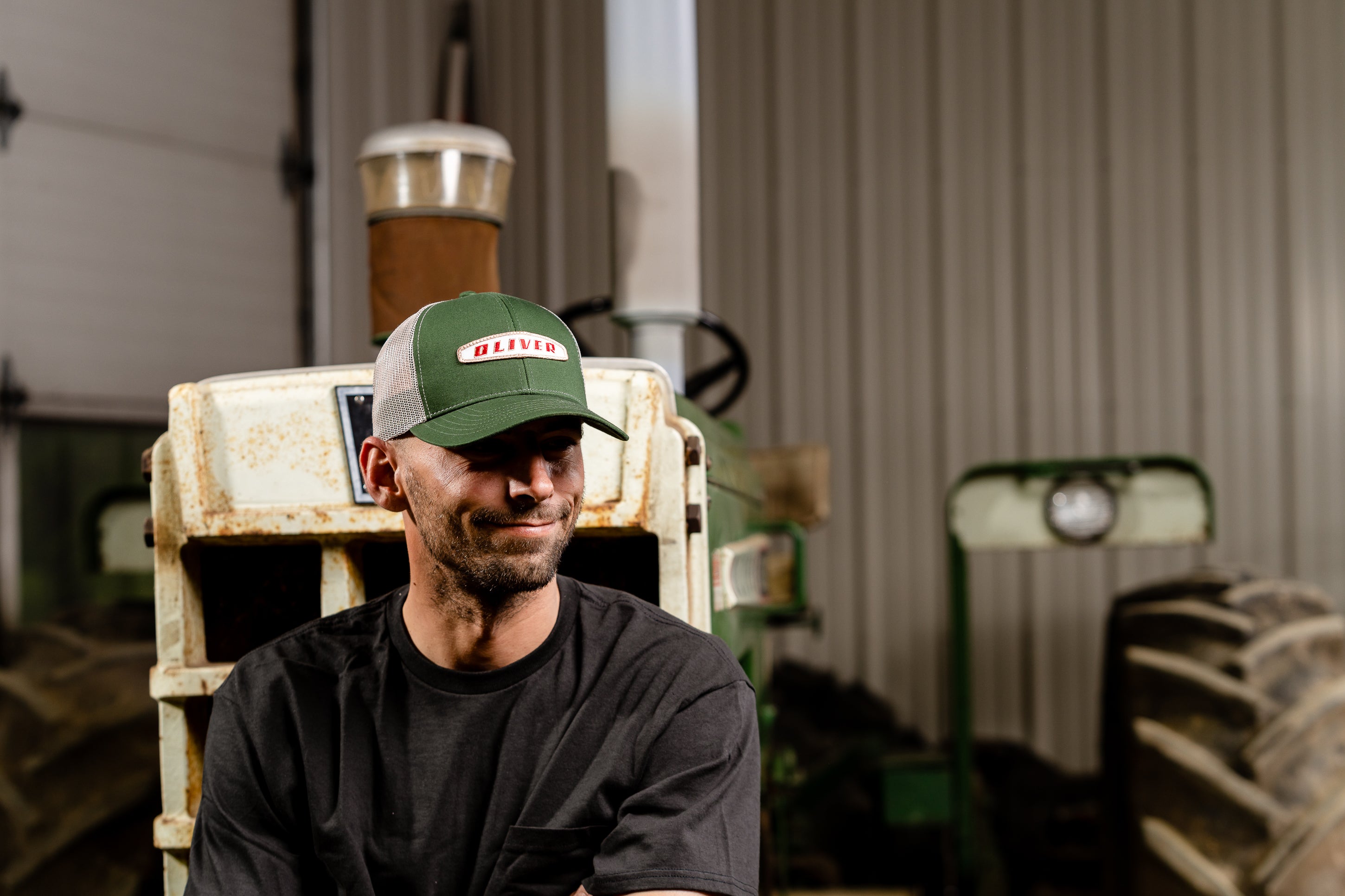 Oliver Logo Hat, Three-Digit Oval Logo, Green with Tan Mesh Back