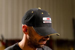Minneapolis Moline Hat, World's Finest Tractors Logo, Black with Gold Sandwich Brim