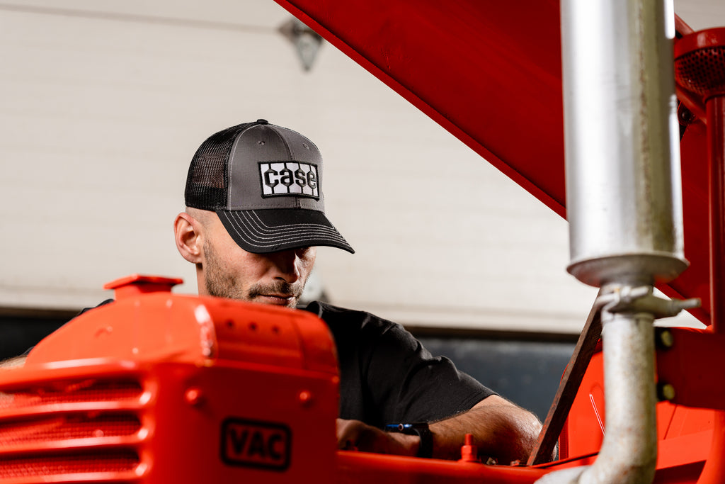 Case Tread Logo Hat, Gray/Black Mesh
