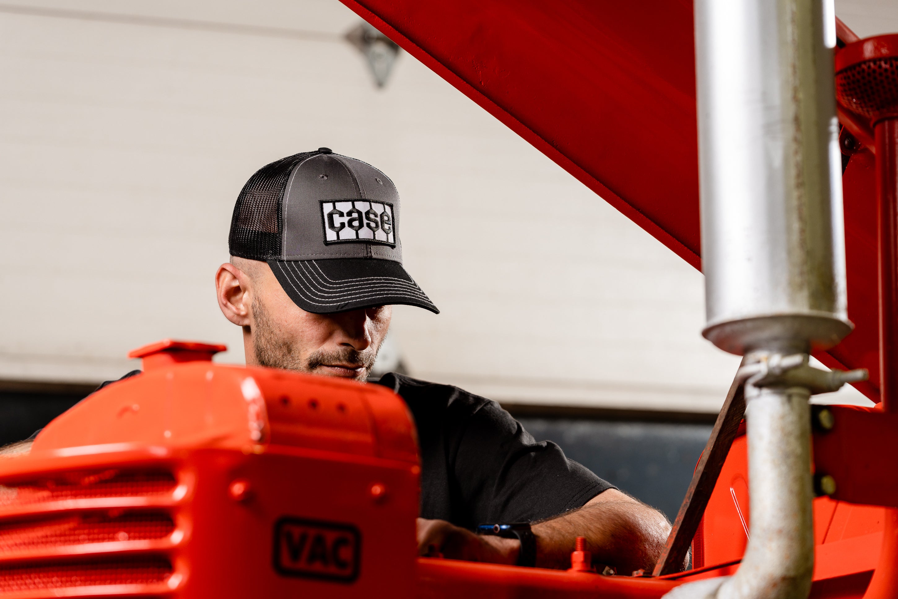 Case Tread Logo Hat, Gray/Black Mesh