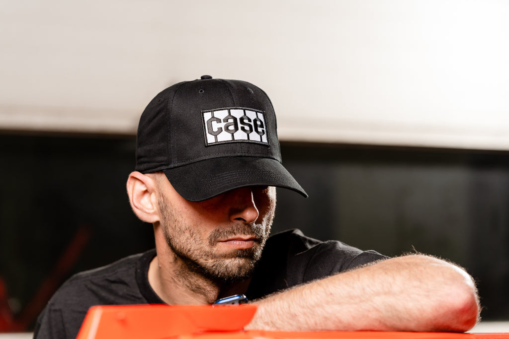 Case Tire Tread Logo Hat, Solid Black