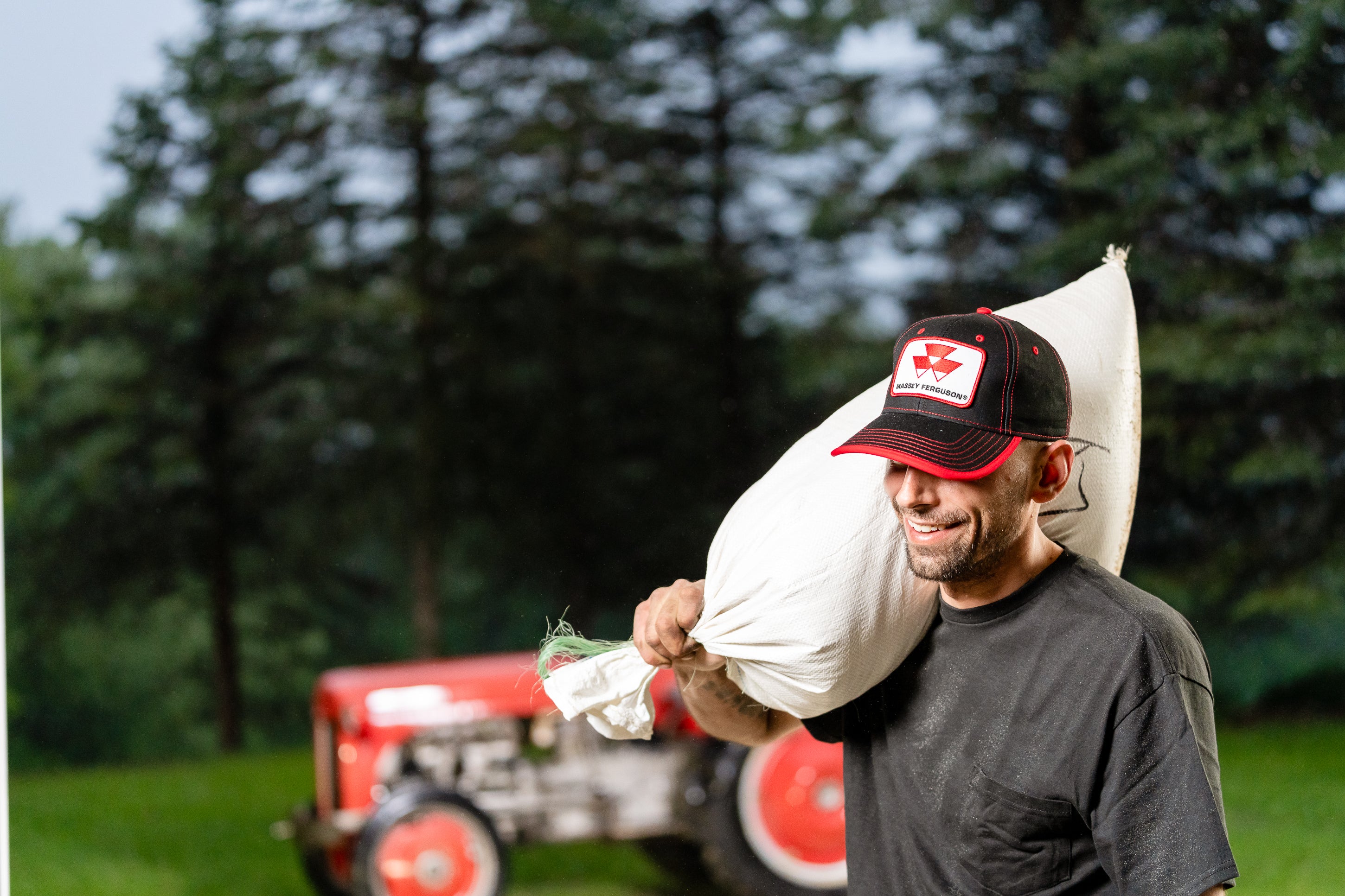 Massey Ferguson Hat, Black with Red Accents