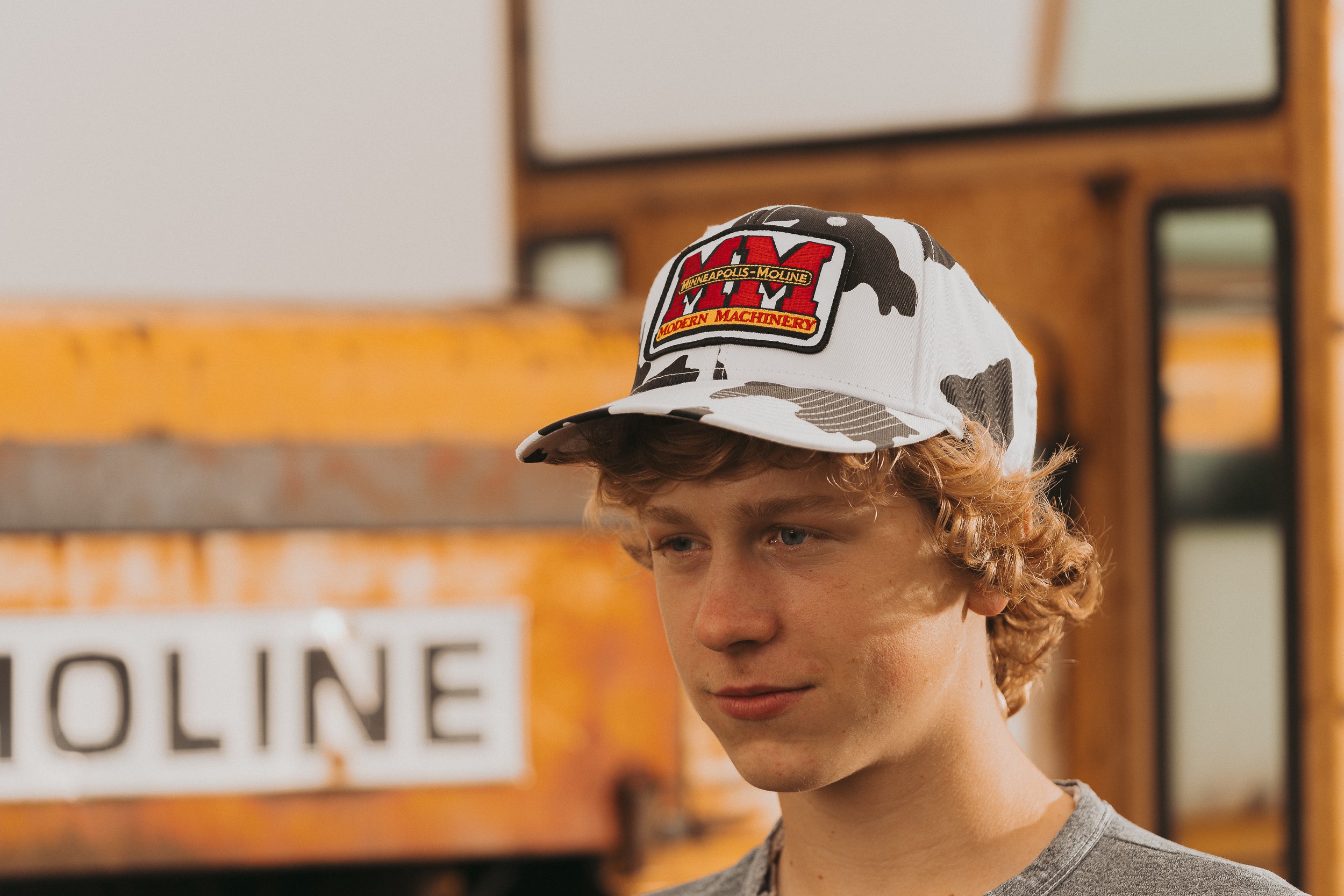 Minneapolis Moline Modern Machinery Logo Hat, Cow Print