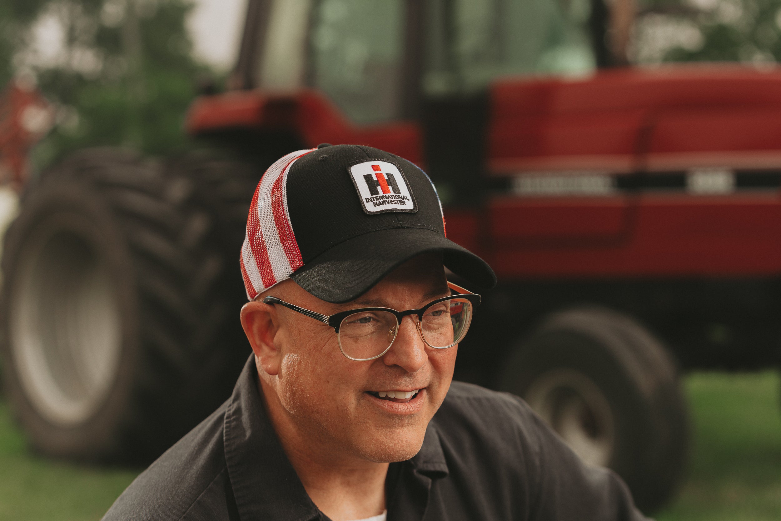 International Harvester IH Logo Hat, Flag Mesh Back