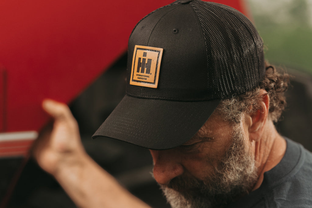 IH Leather Emblem Hat, Black Mesh