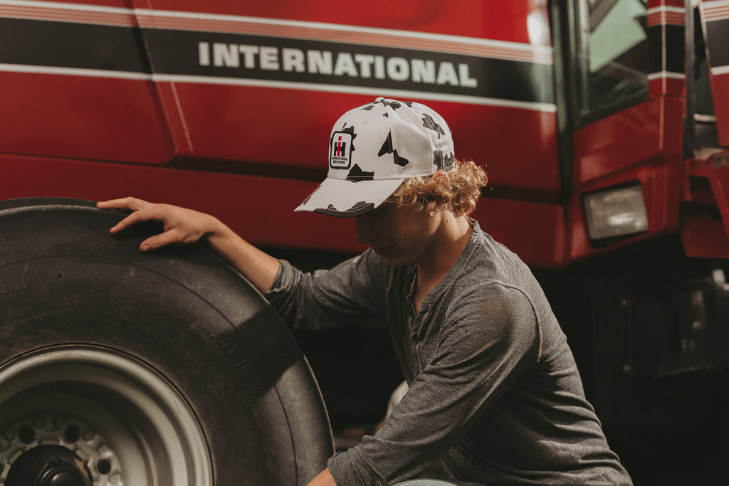 International Harvester IH Logo Hat, Cow Print
