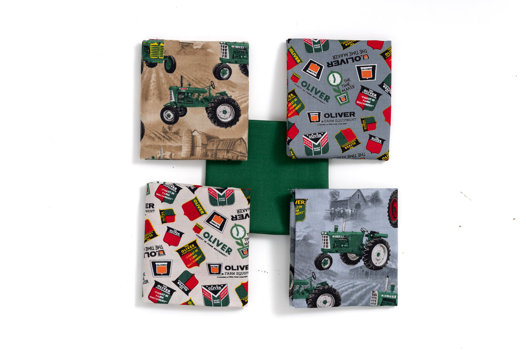 Oliver Tractor Fabric Fat Quarter Bundle, Five Prints
