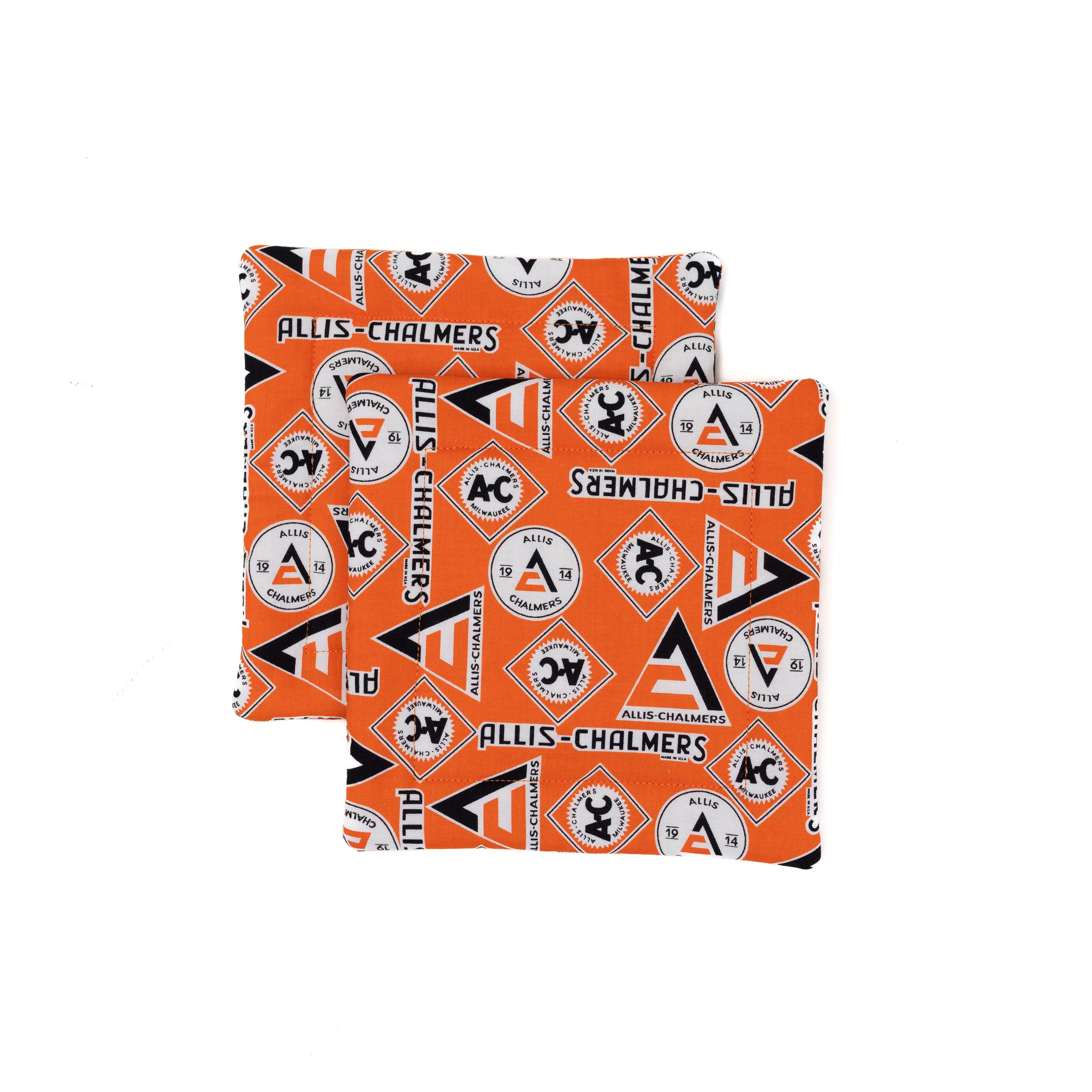 Allis Chalmers Pot Holders, Orange logo, Set of Two