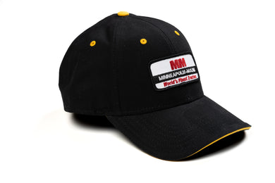 Minneapolis Moline Hat, World's Finest Tractors Logo, Black with Gold Sandwich Brim