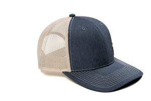 IH Logo Hat, Denim with Tan Mesh, Off-Set Emblem