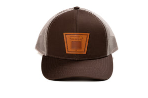 Keystone Oliver Leather Emblem Hat, Brown Mesh