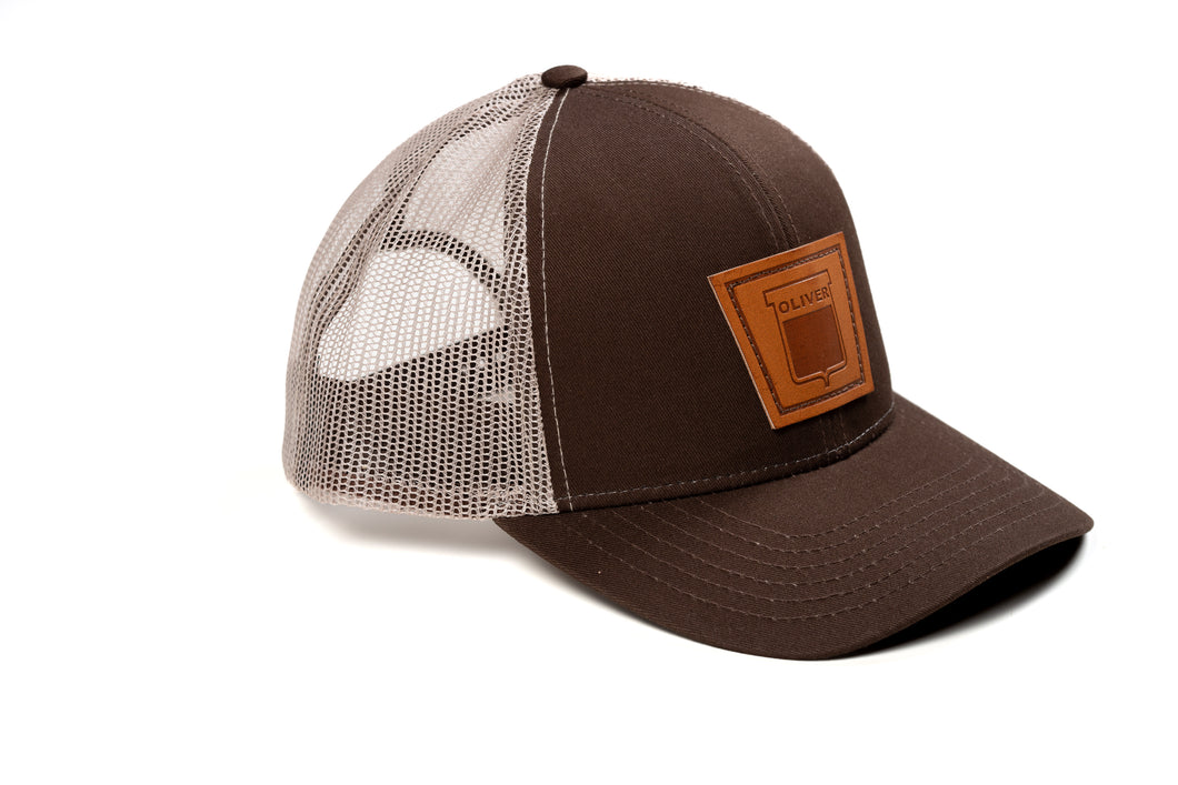 Keystone Oliver Leather Emblem Hat, Brown Mesh