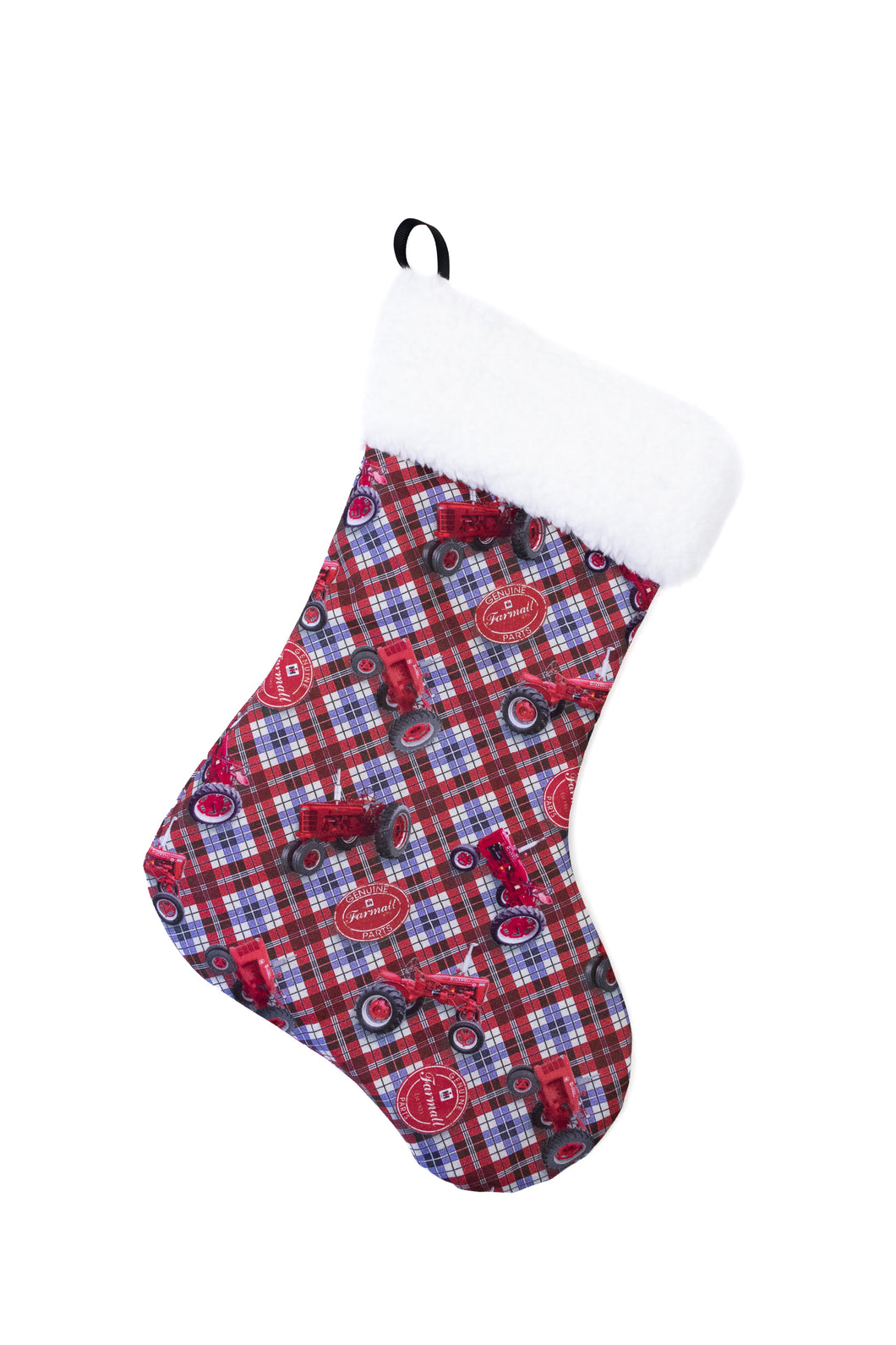 Farmall Tractor Christmas Stocking, Red, Plaid