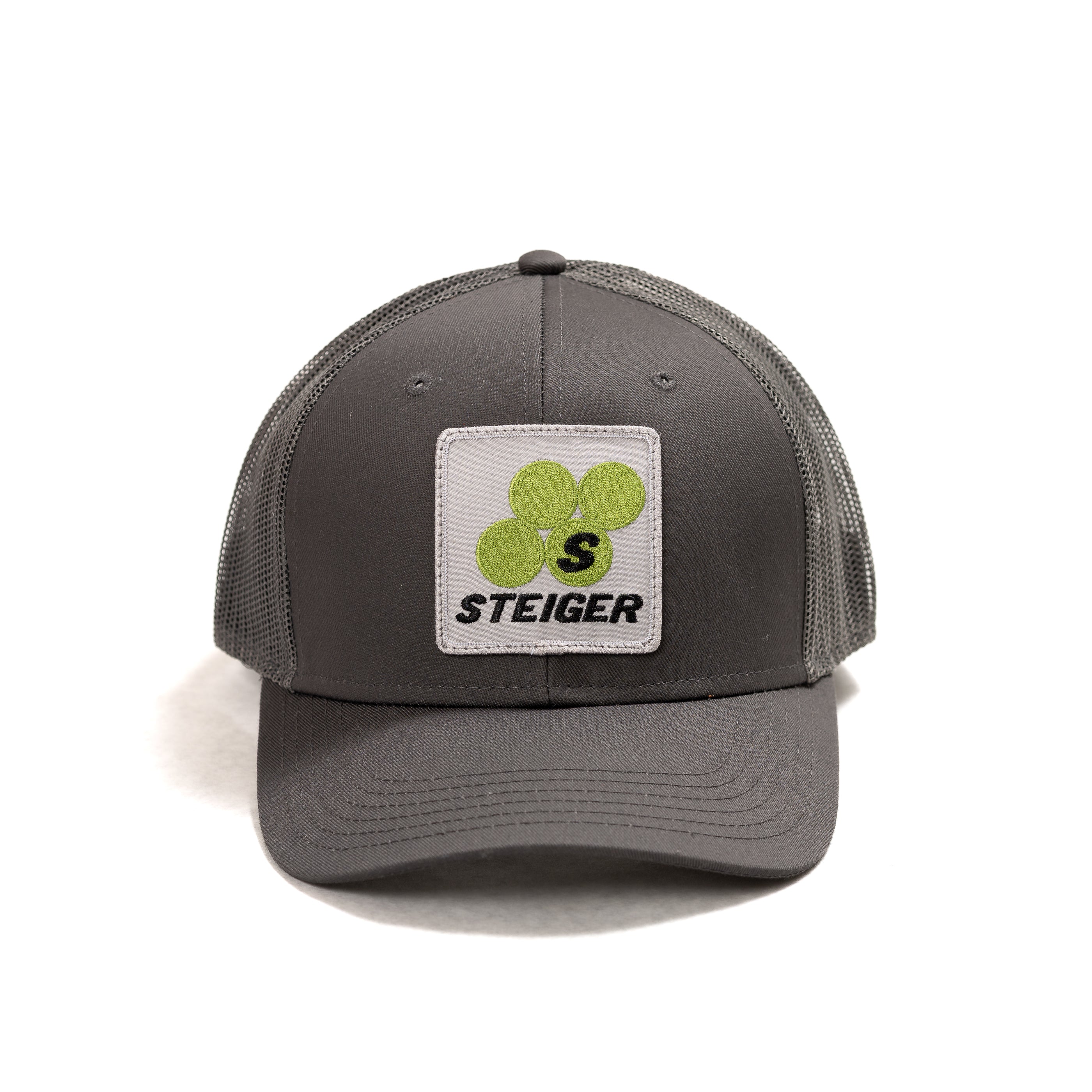 Steiger Logo Hat, Gray Mesh, Choose Adult or Youth Size
