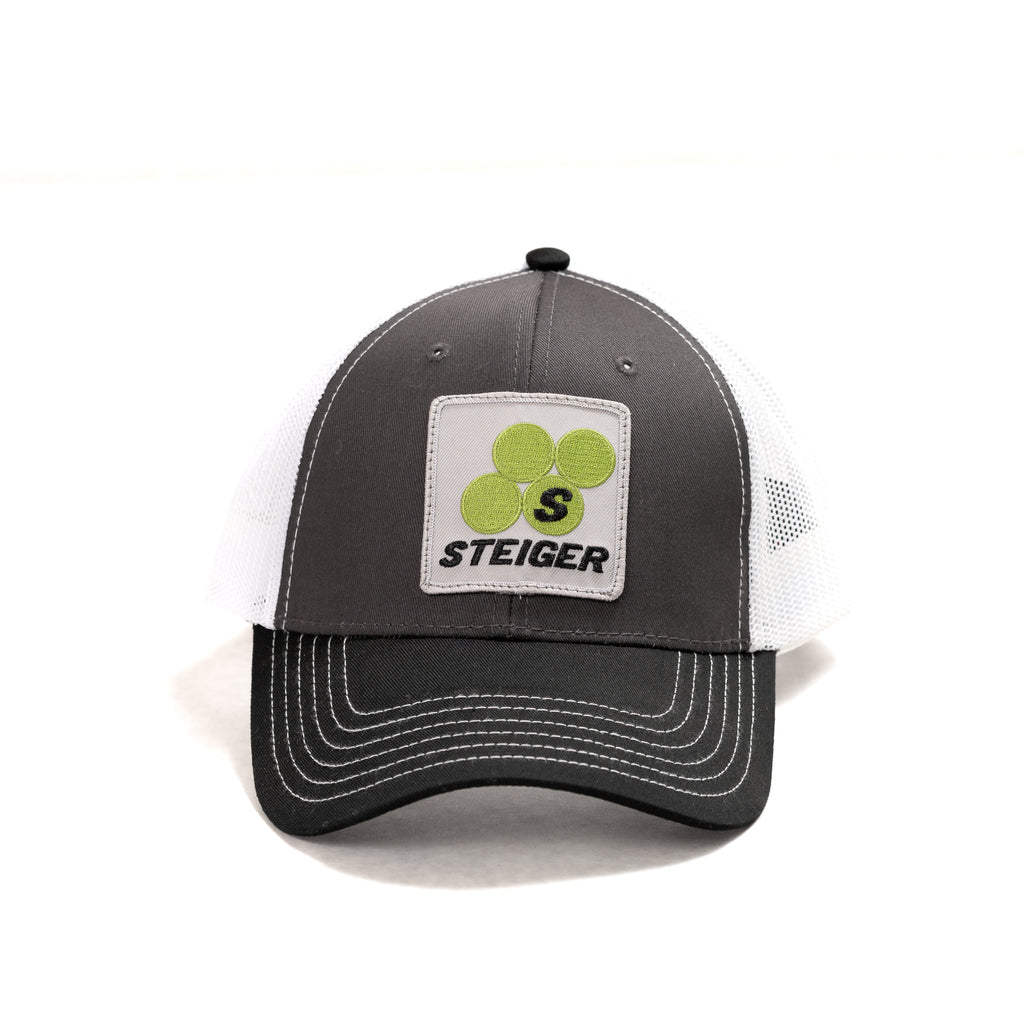 Steiger Logo Hat, Gray with Black Brim and White Mesh Back