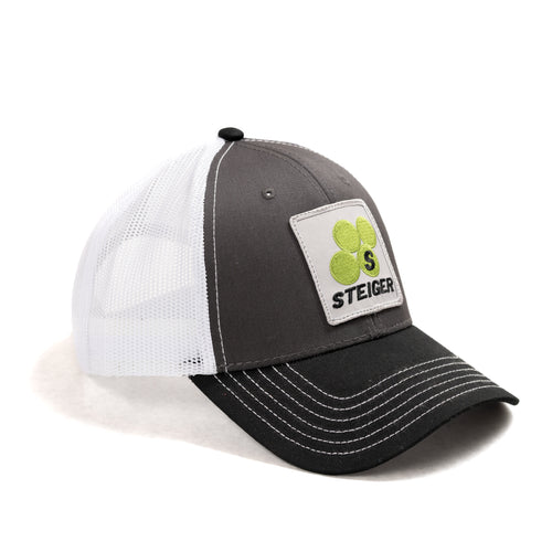 Steiger Logo Hat, Gray with Black Brim and White Mesh Back