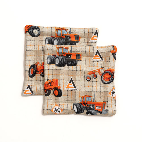 Allis Chalmers Pot Holders, Tractors and Logos, Tan Plaid