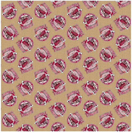 Farmall IH Tractor Fabric, Farmall Tractor Icons on Tan