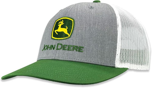 John Deere Hat, Heather Gray/Green/White, Available in Youth or Adult Size