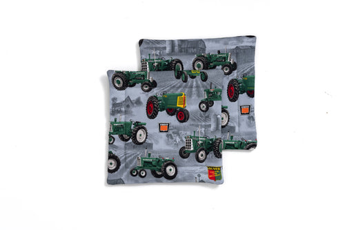 Oliver Tractor and Logo Pot Holders, Gray, Set of Two