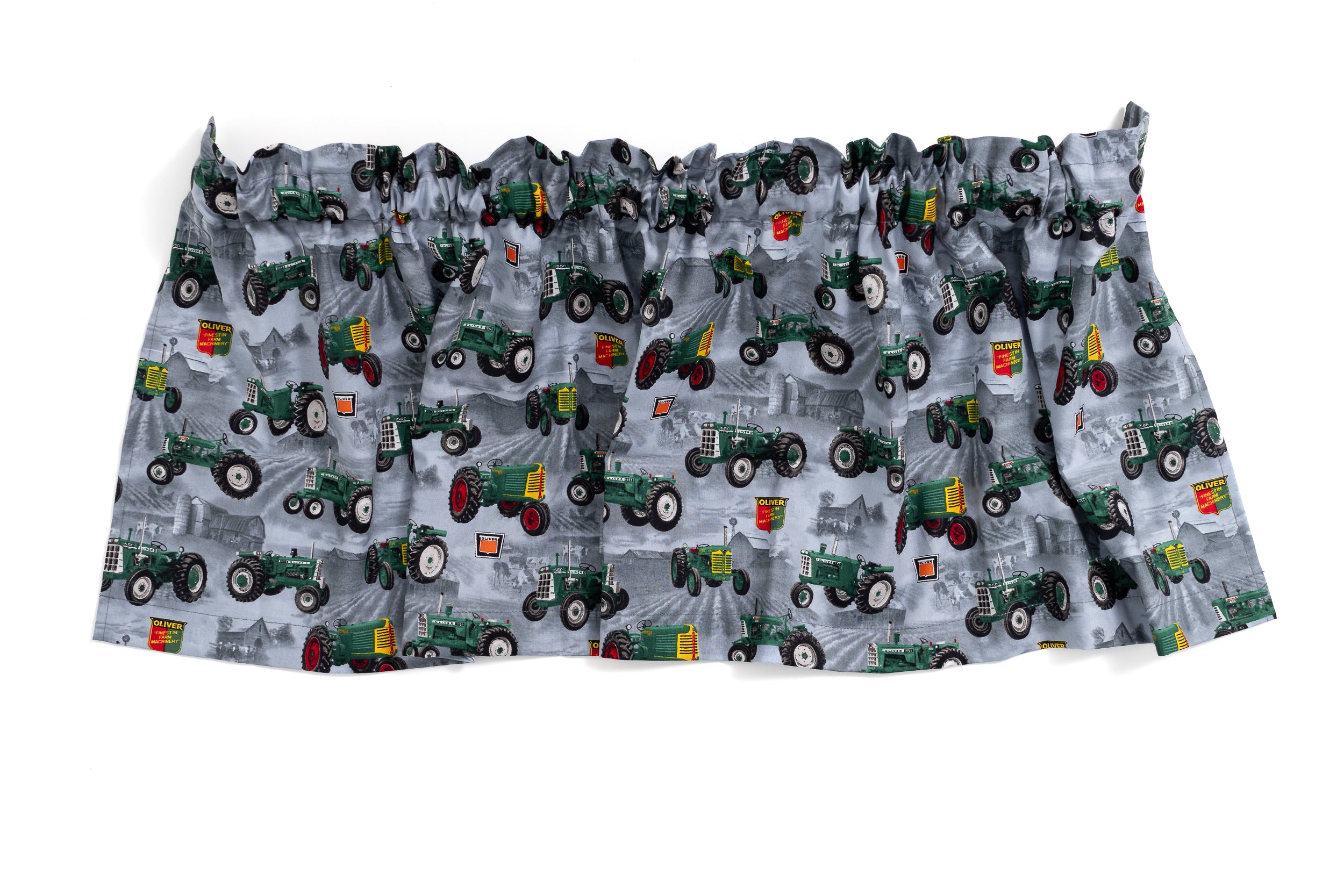Oliver Tractor and Logo Window Valance, Gray