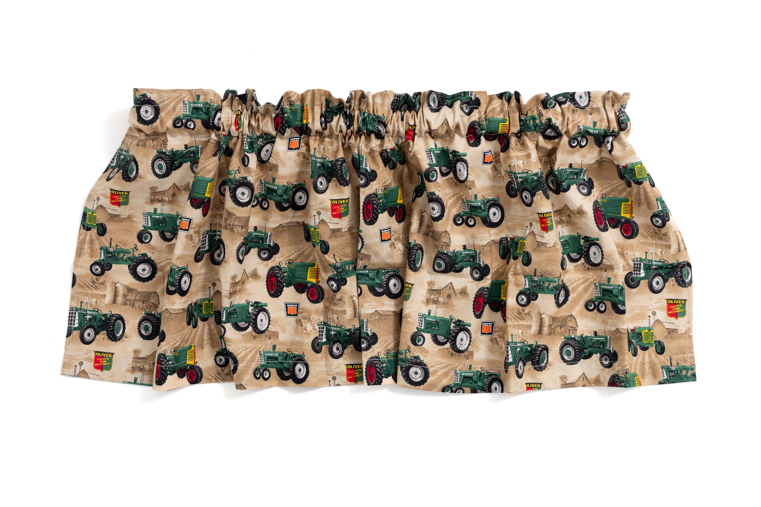 Oliver Tractor and Logo Window Valance, Tan
