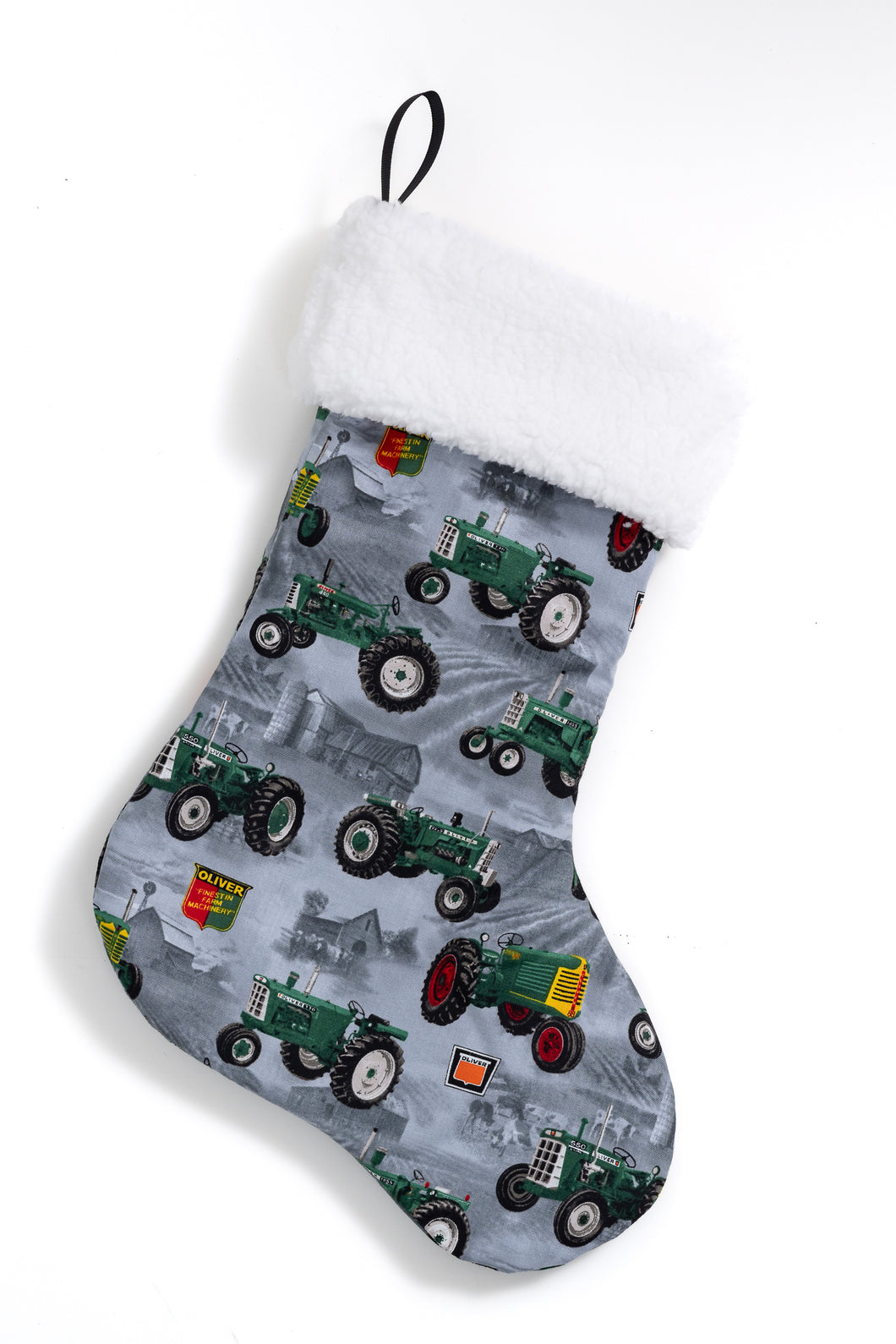 Oliver Tractor and Logo Christmas Stocking, Gray