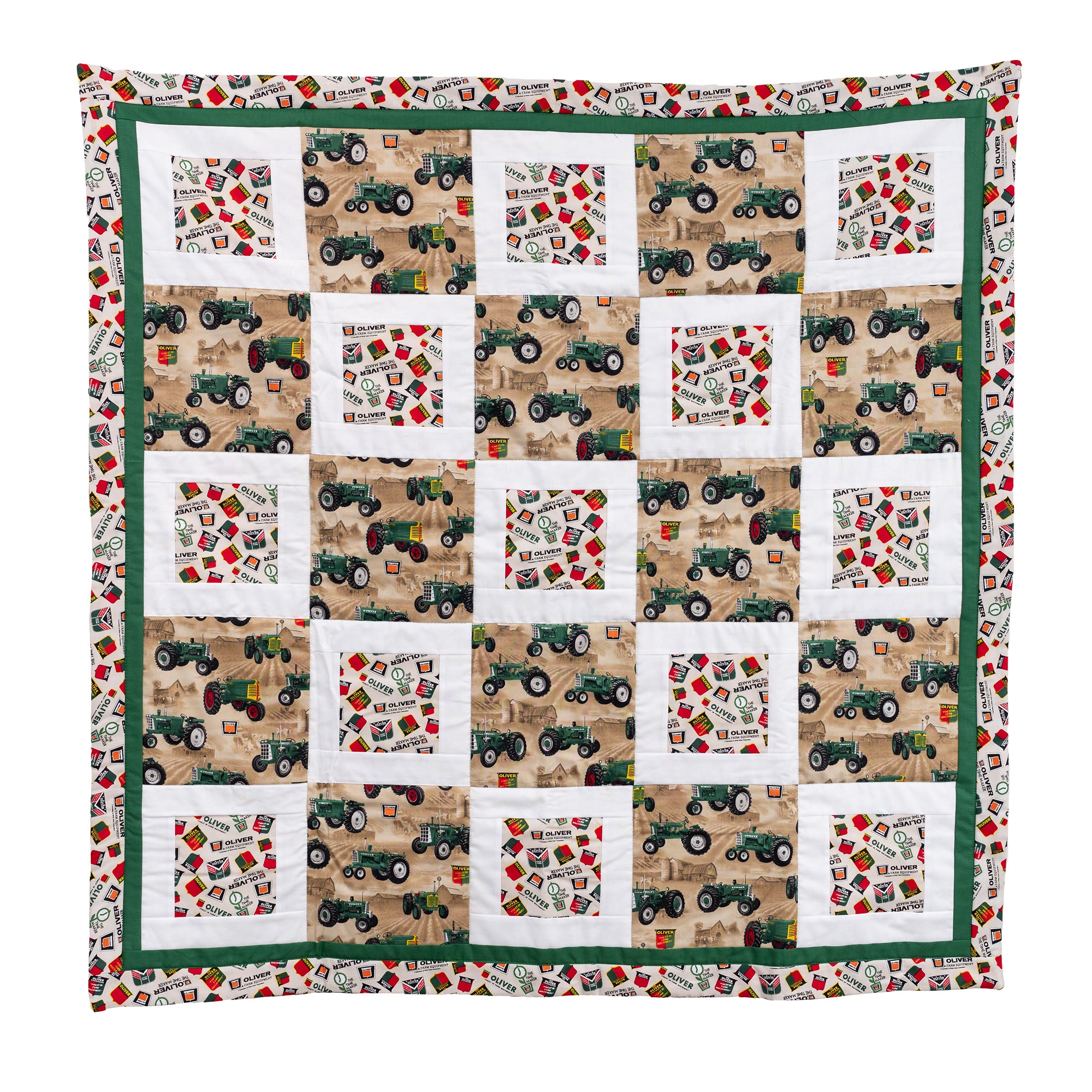 Oliver Tractor Baby Quilt, Tan