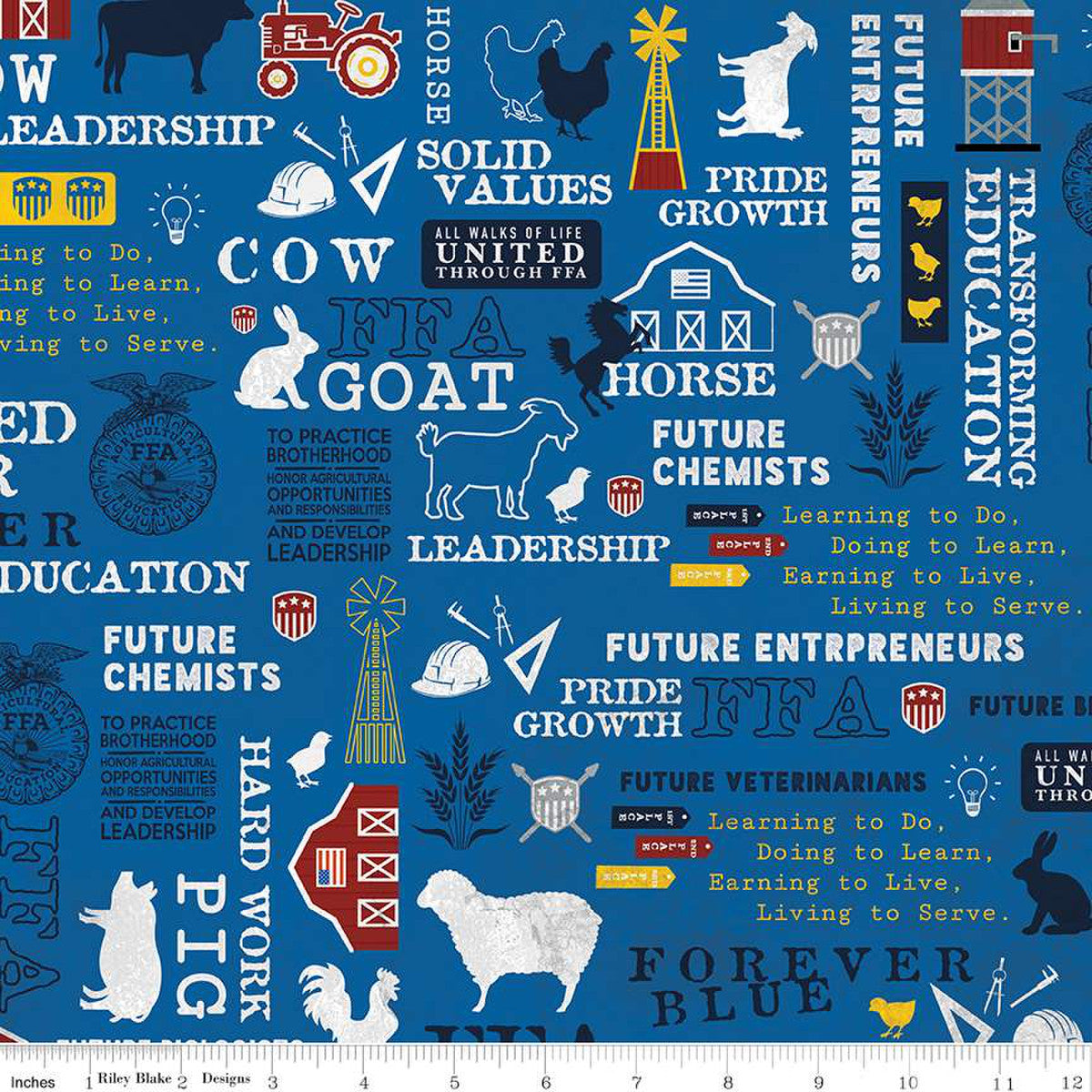 FFA Fabric, Blue All-Over Print