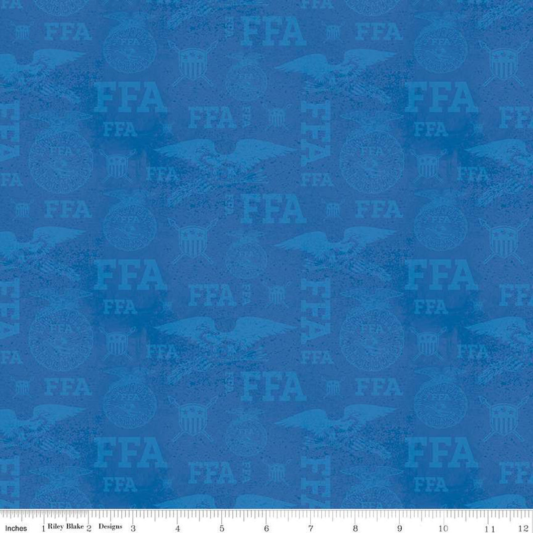 FFA Fabric, Tonal Logos, Blue