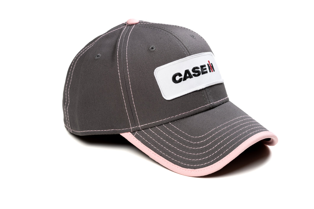 CaseIH Logo Hat, Gray with Pink Accents