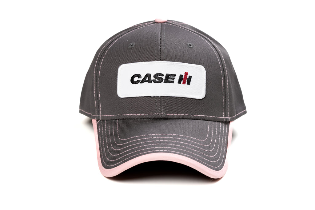 CaseIH Logo Hat, Gray with Pink Accents