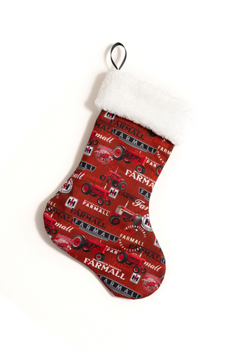 Farmall Tractor Christmas Stocking, Tractors and Logos, Red