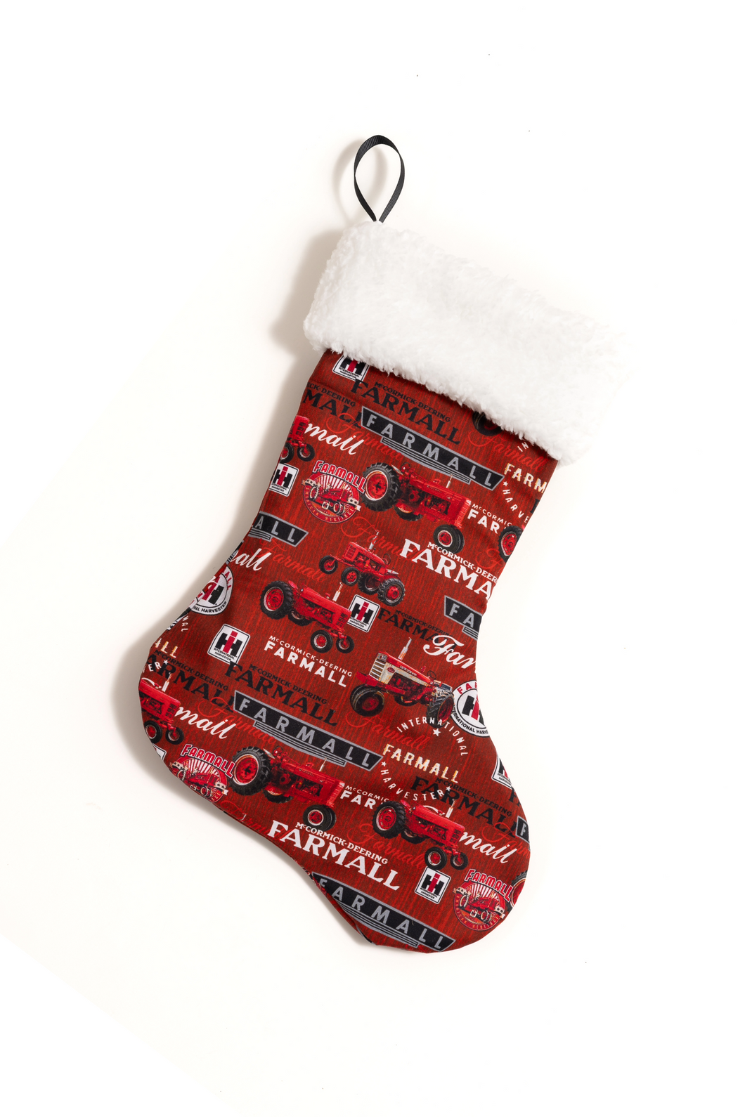 Farmall Tractor Christmas Stocking, Tractors and Logos, Red