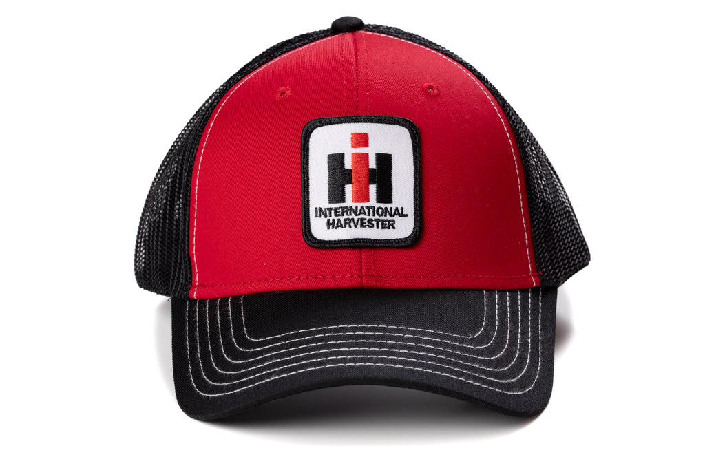 International Harvester Hat, Red with Black Mesh Back and Black Brim