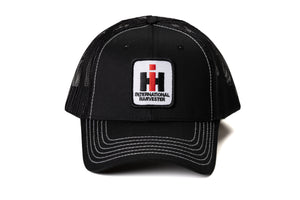 IH International Harvester Logo Hat, Black Mesh with White Accent Stitching